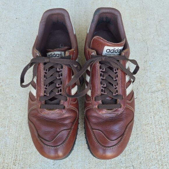 Vtg Adidas Marathon Trainers Mens US 12/UK 11.5 Brown Leather Good Condition main image 13